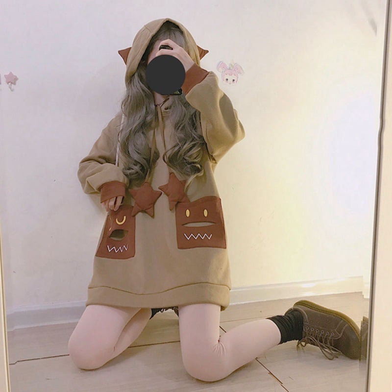 Cute Thickened Fleece Sweater with Ear Design for Women