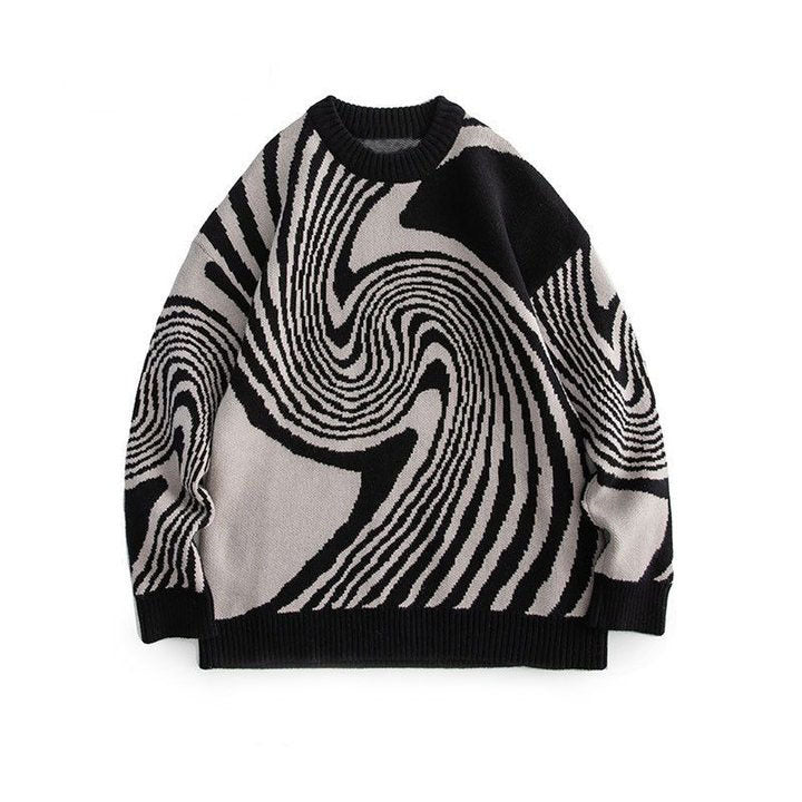Geometric Jacquard Round Neck Sweater