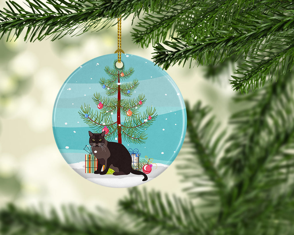 European Burmese Cat Christmas Ceramic Ornament