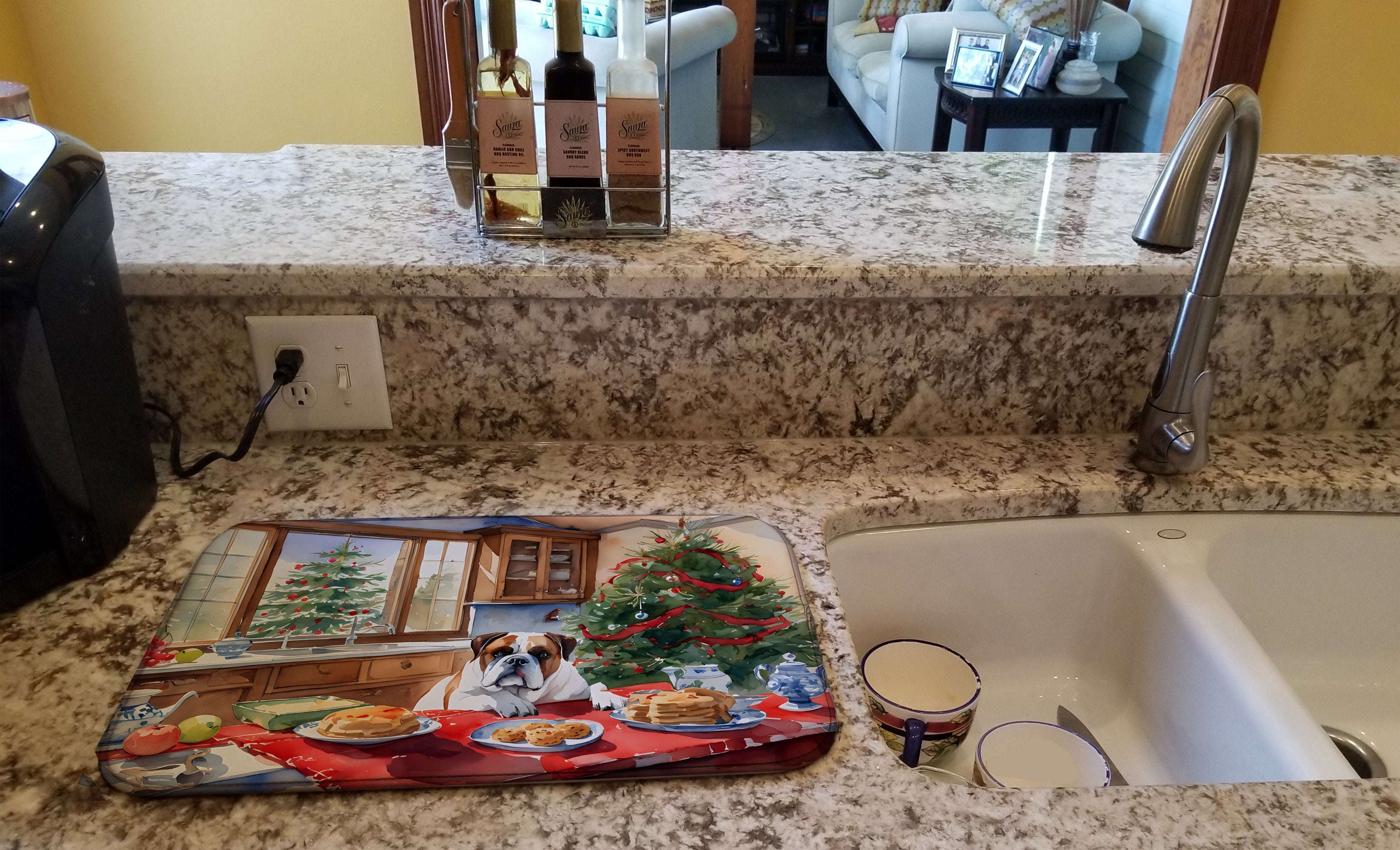 Boxer Christmas Cookies Dish Drying Mat