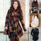 Plaid Woolen Coat for Women's Autumn and Winter