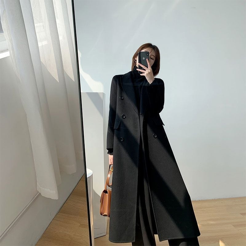 Loose Slim Fit Mid-Length Woolen Coat
