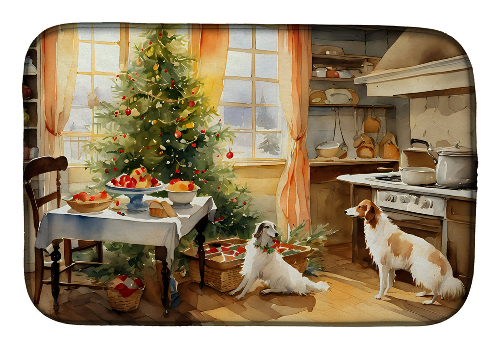 Borzoi Christmas Cookies Dish Drying Mat