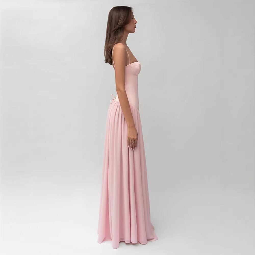 Mesh Spaghetti Strap Waist Dress