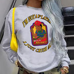 Women's Casual Loose Printed Long Sleeve Sweater
