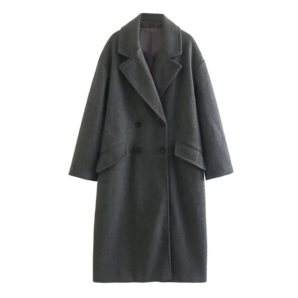 UNIZERA Long Wool Coat with Flip Collar, Winter 2023