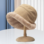 Women's Thick Fleece-lined Bucket Hat for Autumn/Winter | Embroidered Cap