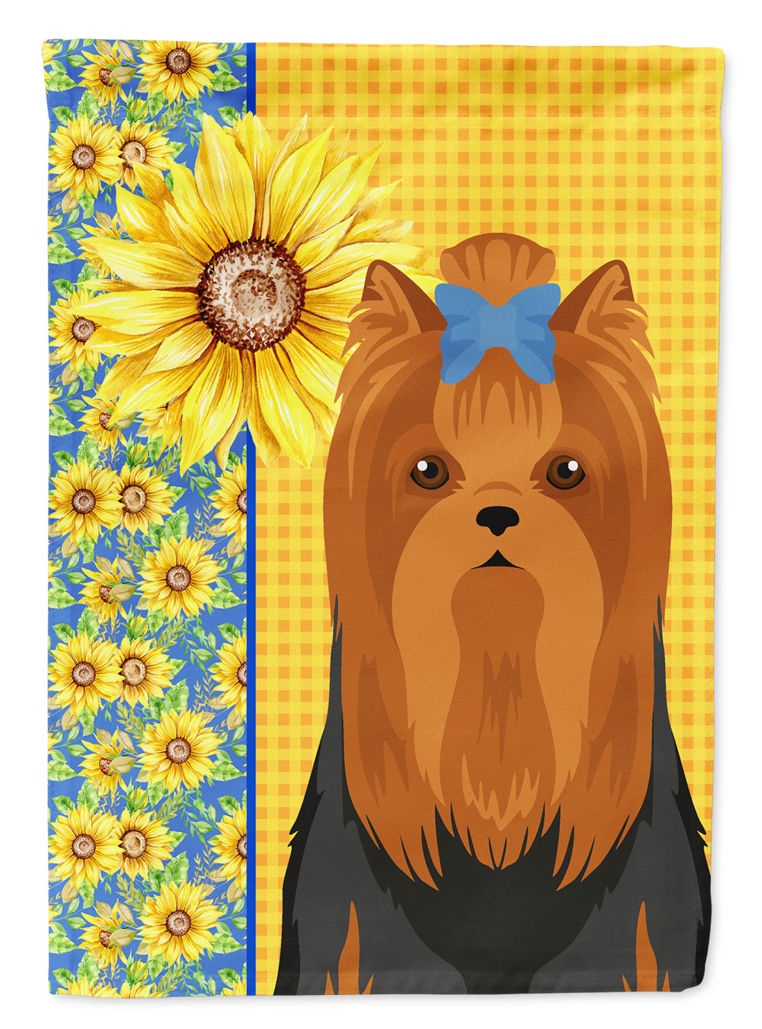 Summer Sunflowers Black and Tan Full Coat Yorkshire Terrier Garden Flag