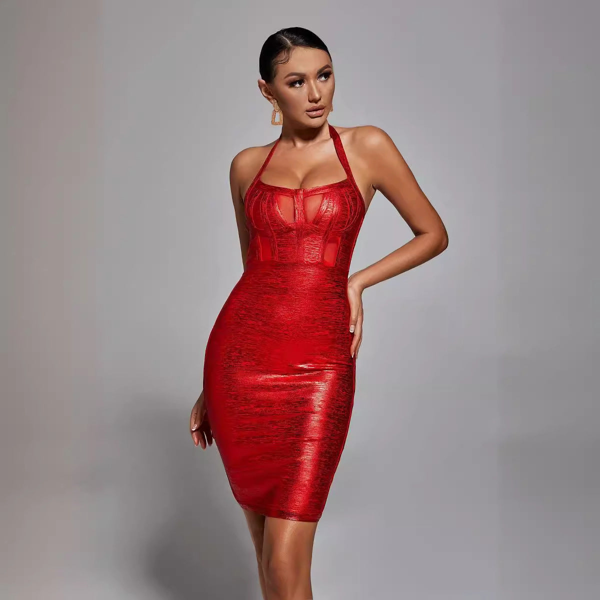 Halter Sleeveless Tube Top with Hip Skirt