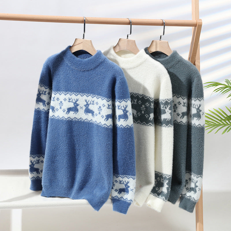 Golden Mink Men's Half Turtleneck Sweater for Autumn/Winter