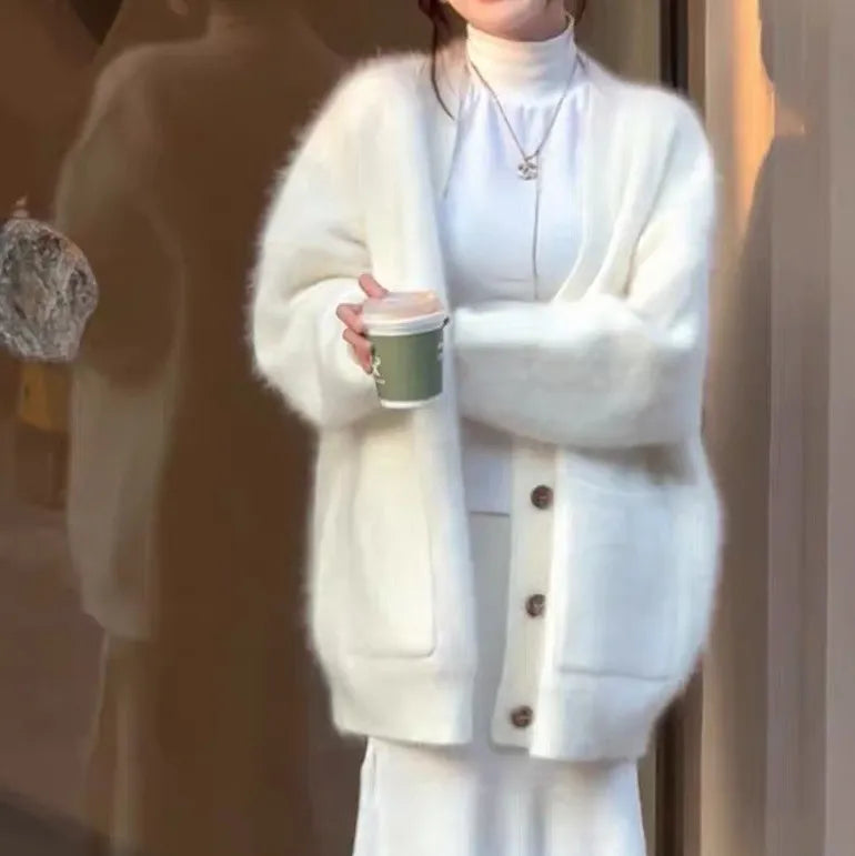Women's Korean-style Fashionable Soft Waxy Autumn and Winter Warm Loose Coat