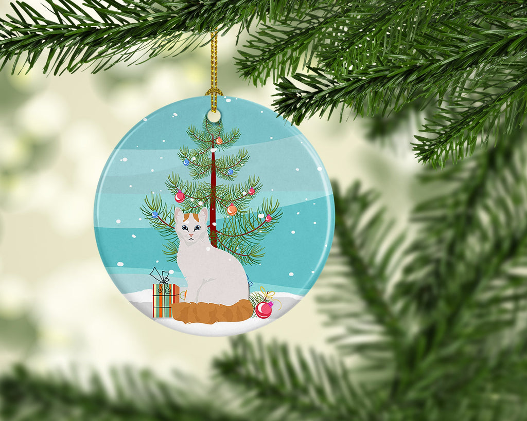 Turkish Van Cat Christmas Ceramic Ornament