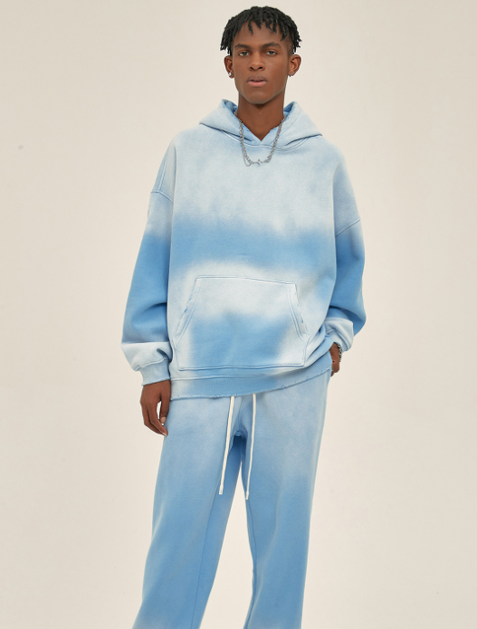 Thick Distressed Hooded Sweater with Fur 350g