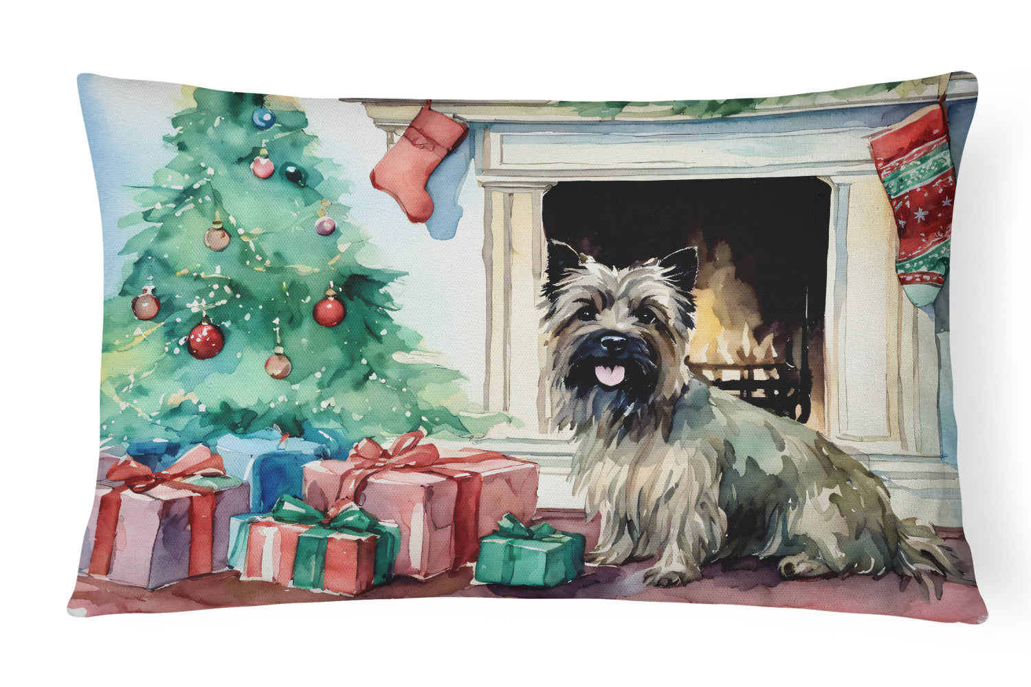 Cairn Terrier Christmas Throw Pillow