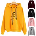 Loose Casual Printed Heart Hoodie for Women Autumn Winter | Streetwear