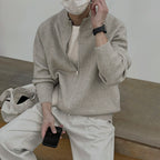 Men's High Necked Sweater Jacket with Standing Collar