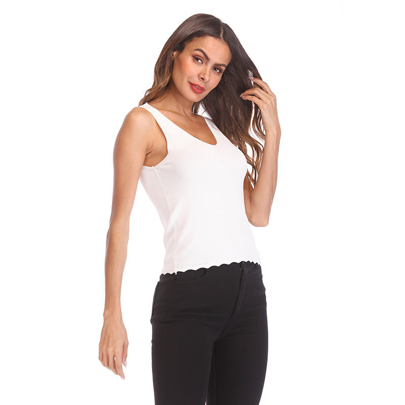V-Neck Knit Vest and Camisole Top