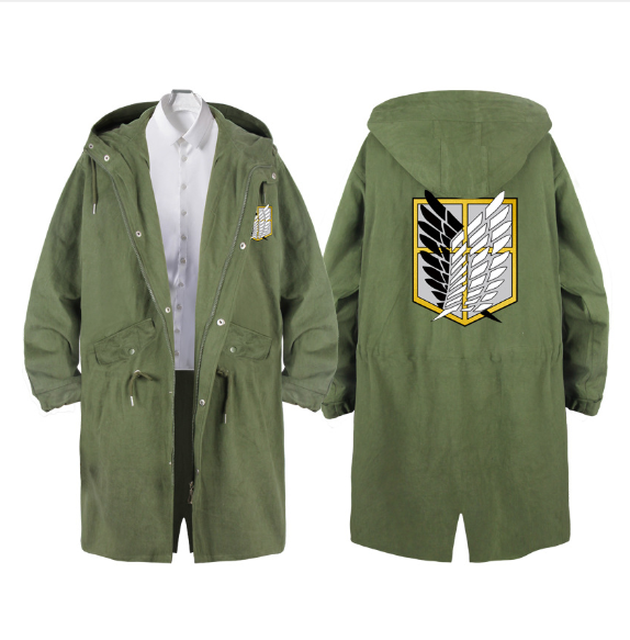 Attack on Titan Survey Corps Long Trench Coat Hoodie | Streetwear