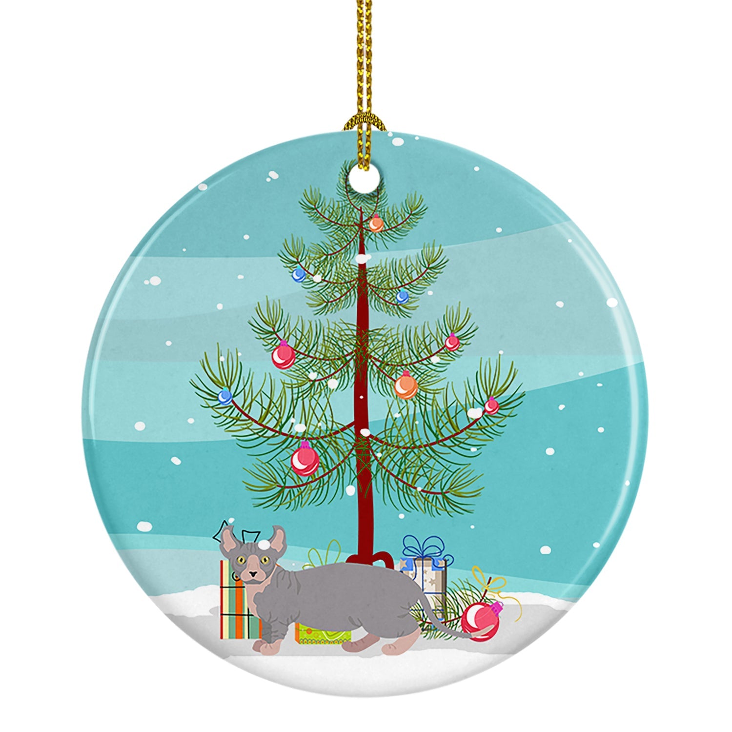 Dwelf Cat Christmas Ceramic Ornament
