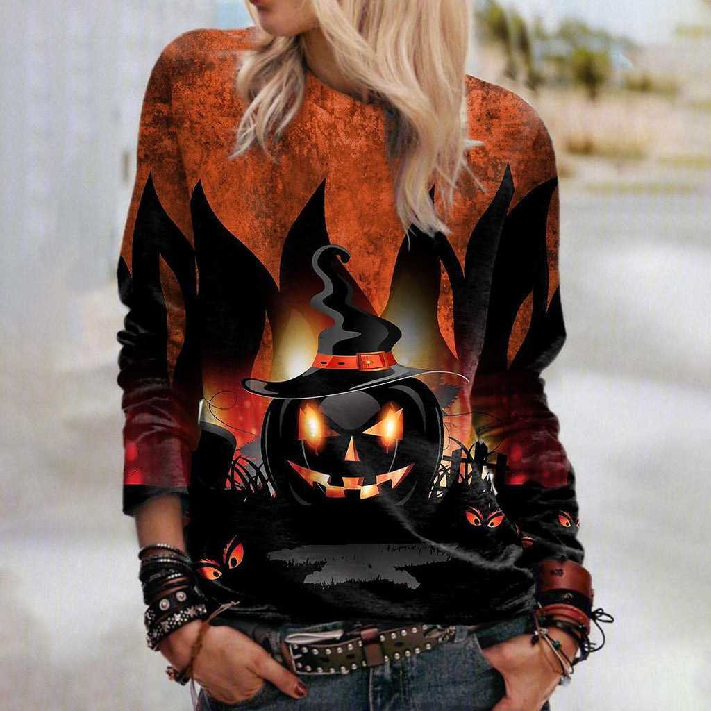 Women's Halloween Graphic Crew Neck Sweatshirt | Streetwear