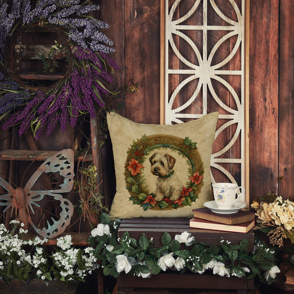 Sealyham Terrier Christmas Flowers Throw Pillow