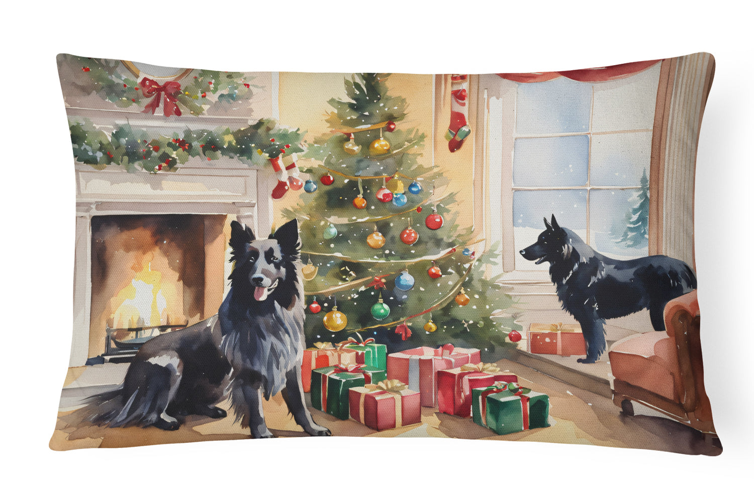 Belgian Sheepdog Cozy Christmas Throw Pillow