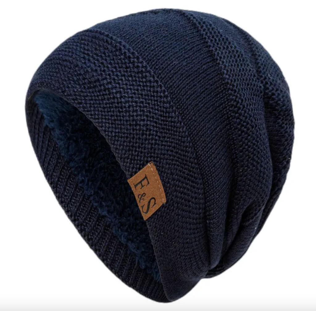Fleece-Lined Wool Knit Winter Hat | Embroidered Cap