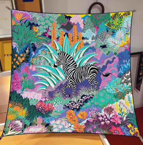 Zebra Jungle Square Scarf - High-Quality Twill Silk (One)