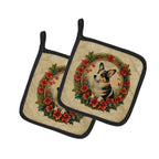 Corgi Christmas Flowers Pair of Pot Holders