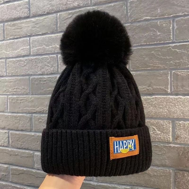 Thickened Fleece-lined Woolen Knitted Winter Hat | Embroidered Cap