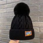 Thickened Fleece-lined Woolen Knitted Winter Hat | Embroidered Cap