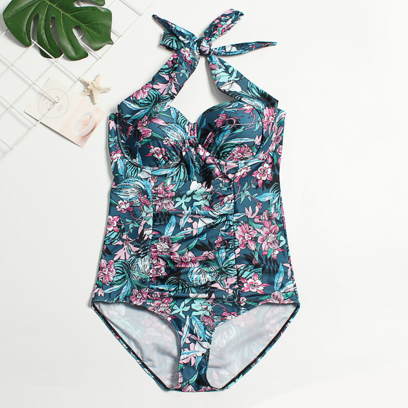 Plus Size Women's Floral One-Piece Swimsuit