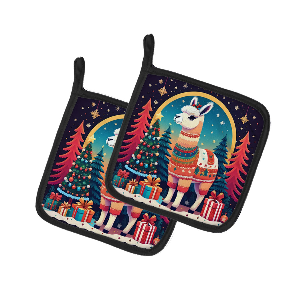 Llama Christmas Pair of Pot Holders