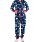 Christmas Snowman Striped Print Family Pajama Jumpsuit