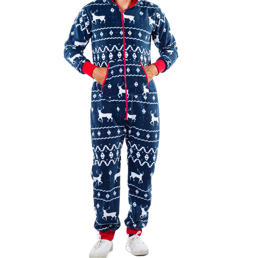 Christmas Snowman Striped Print Family Pajama Jumpsuit