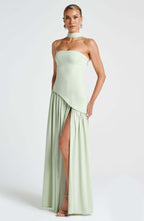 Sexy Backless Tube Top Split Dress