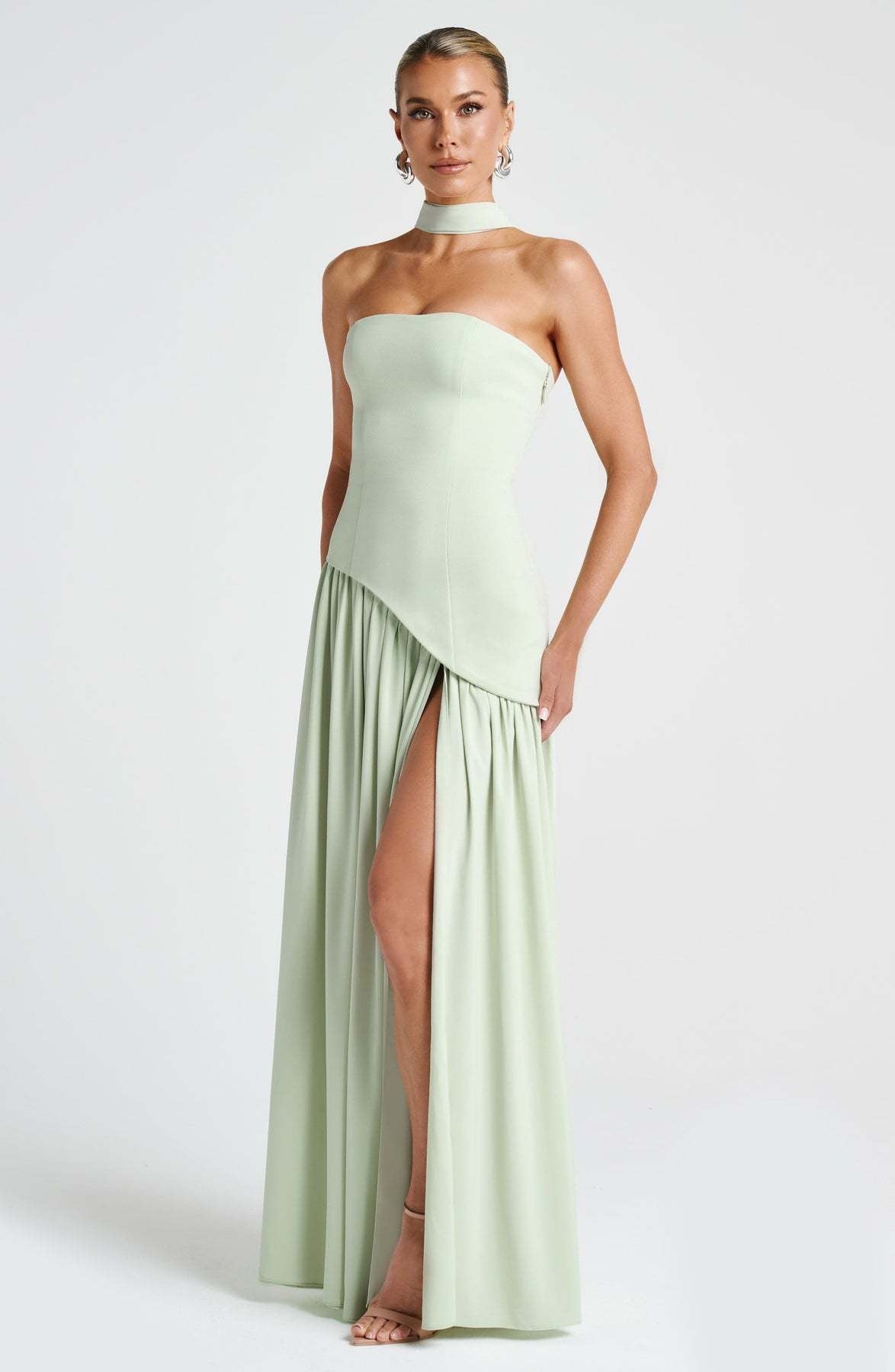 Sexy Backless Tube Top Split Dress