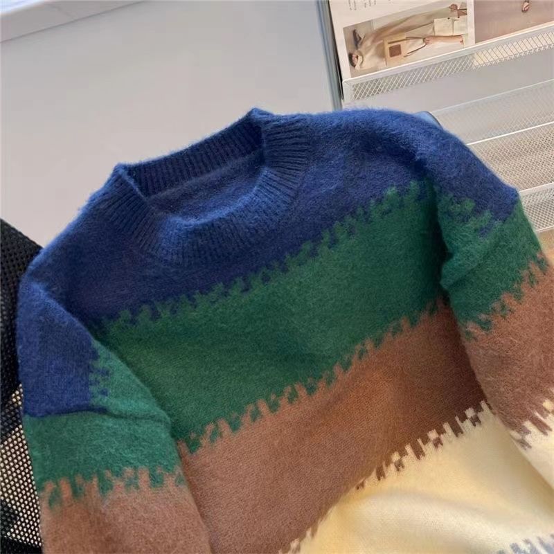 2023 Autumn Winter Women's Loose Fit Striped Sweater