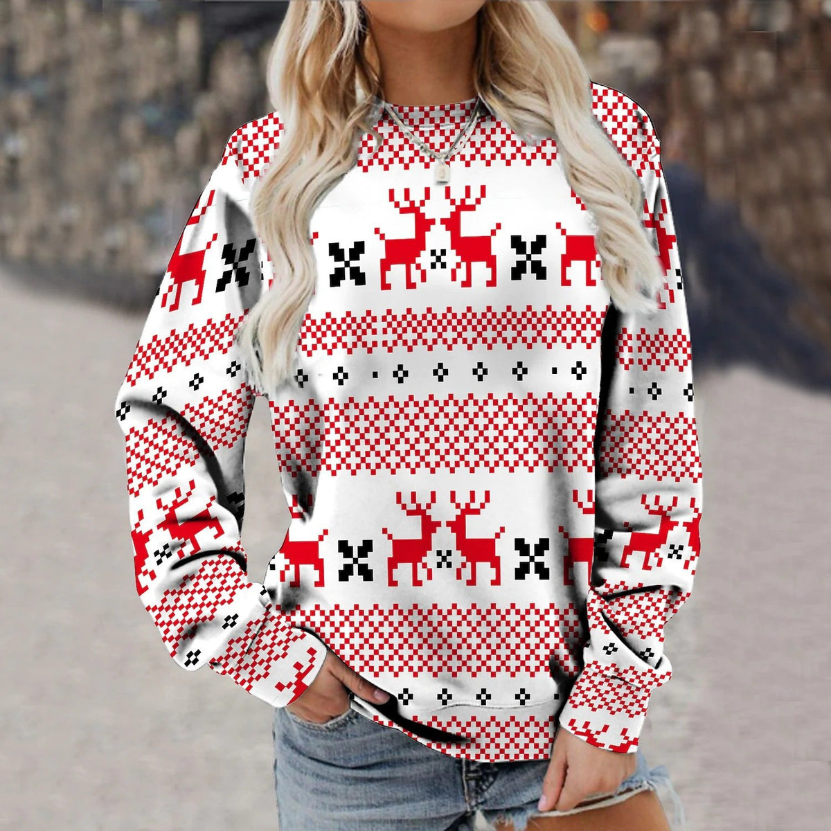 Women's Long Sleeve Printed Fashion Sweater