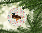 Silver Bantam Duck Christmas Ceramic Ornament