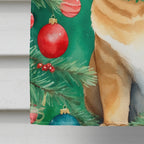 Chausie Cat By the Christmas Tree House Flag