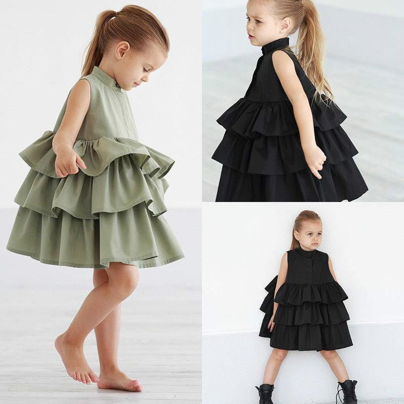 Fashion Simple Solid Color Sleeveless Dress for Girls