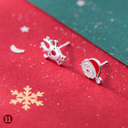 Sweet Christmas Earrings - Silver Red Studs