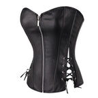 European Leather Waist Support Corset with Skirt Set