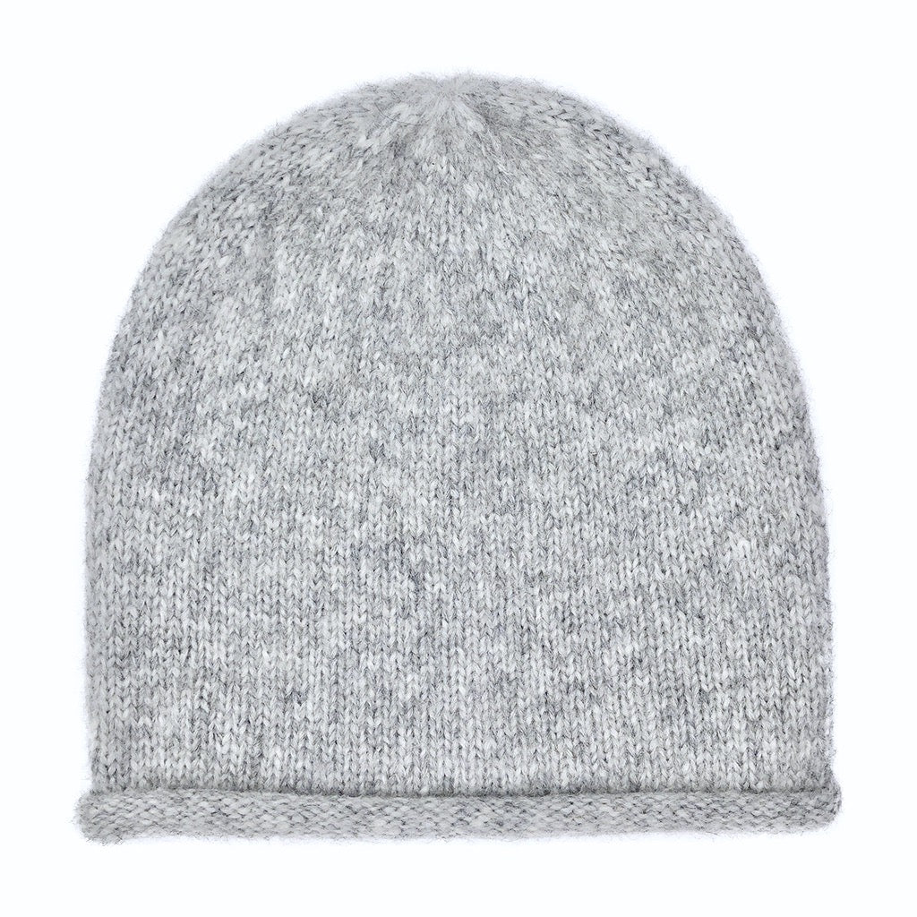 Gray Essential Knit Alpaca Beanie | Embroidered Cap