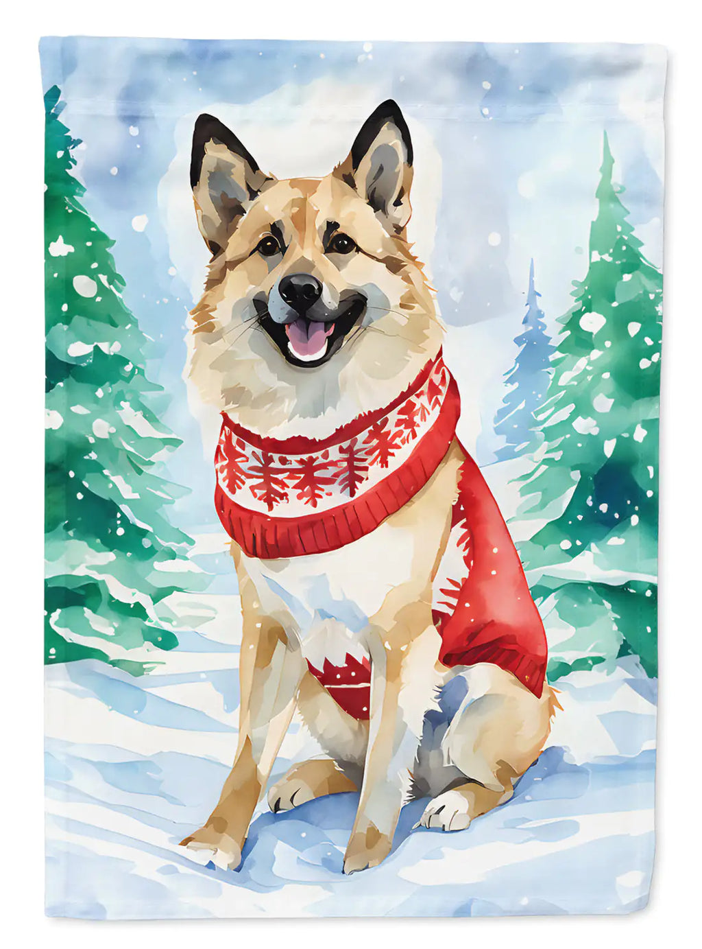 Norwegian Buhund Christmas Garden Flag