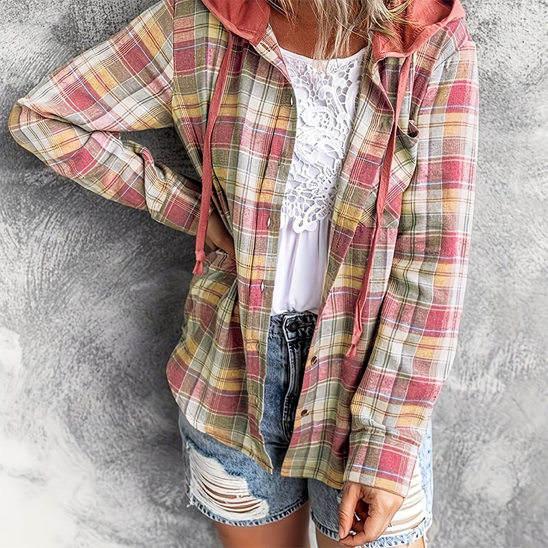 Casual Hooded Sweater with Button Front Design