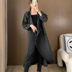 "Manual Crimping Long Female Trench Coat"