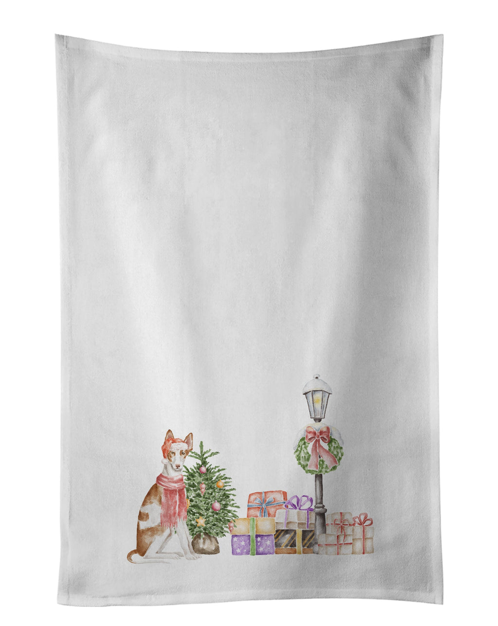 Ibizan Hound Sitting with Christmas Wonderland Kitchen Towel Set of 2