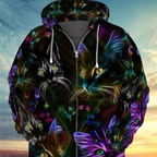 Men's Casual Fashion Sweater with Hood and Print